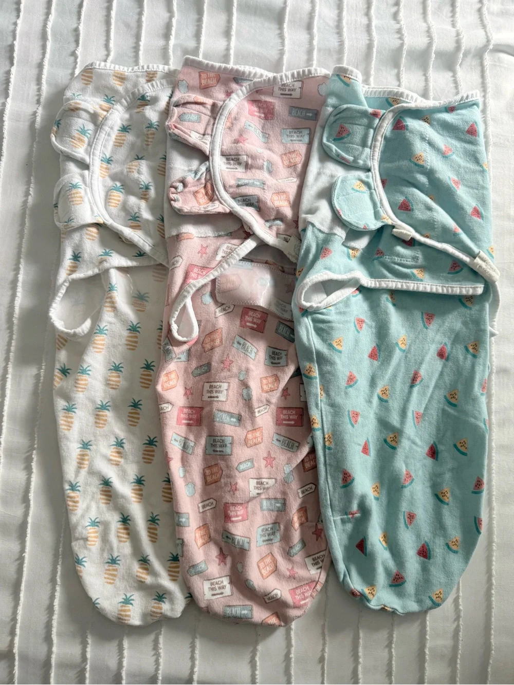 3-Pack Baby Sleep Sacks - Pineapple, Pastel Pink & Aqua